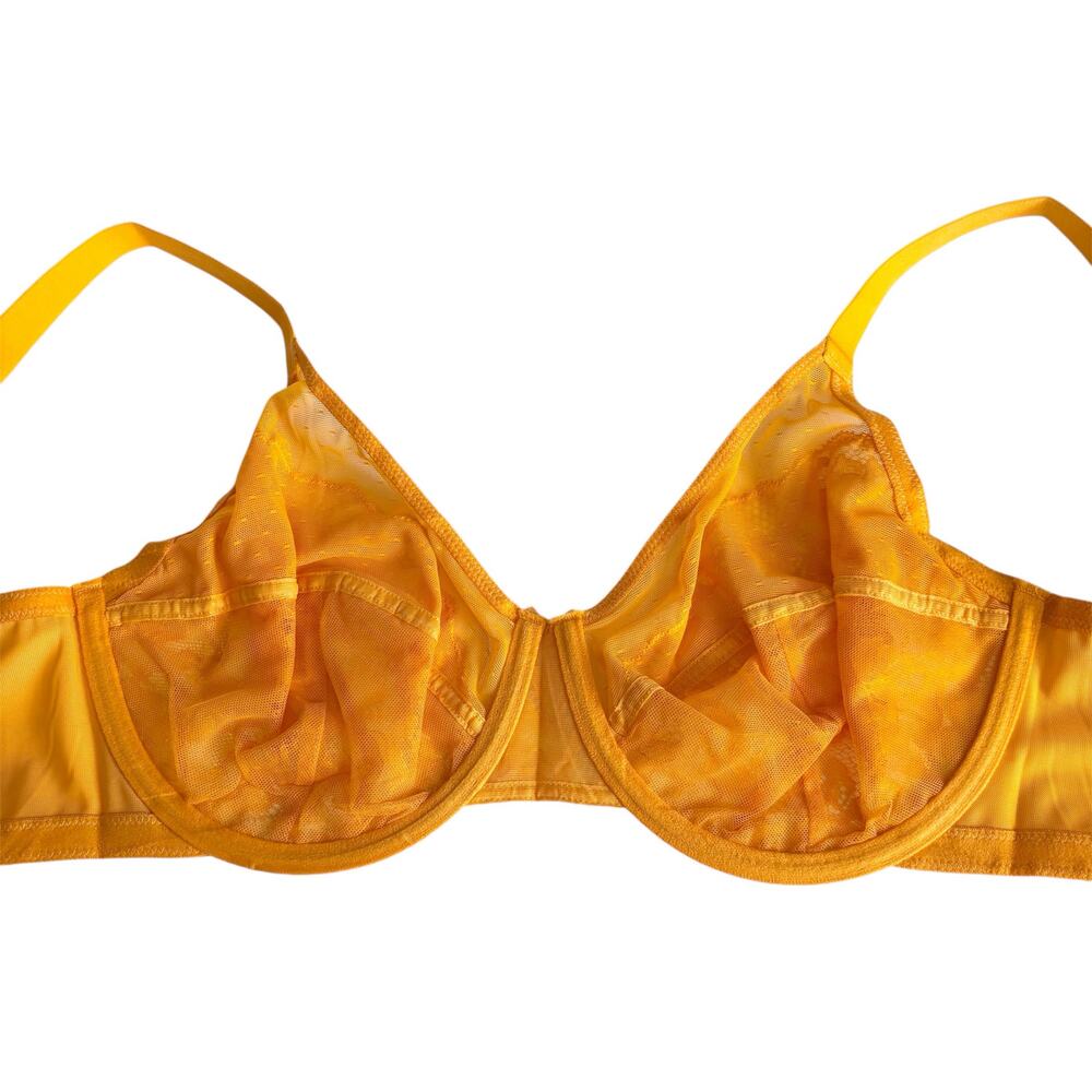 HSIA Enchante Cadmium Yellow Lace Soft Mesh Underwire Bra Women's 34DDD Lingerie - Picture 5 of 7